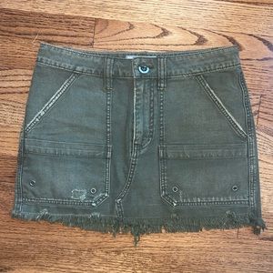 Free People Olive Green Cargo Denim Skirt